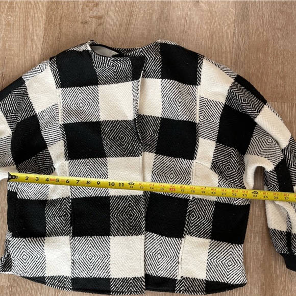 Caslon Vintage Black and Cream Buffalo Check Open Front Double Weave Jacket 2X - Picture 6 of 8